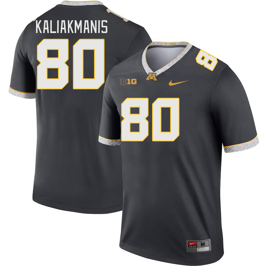 Men #80 Dino Kaliakmanis Minnesota Golden Gophers College Football Jerseys Stitched-Charcoal - Click Image to Close